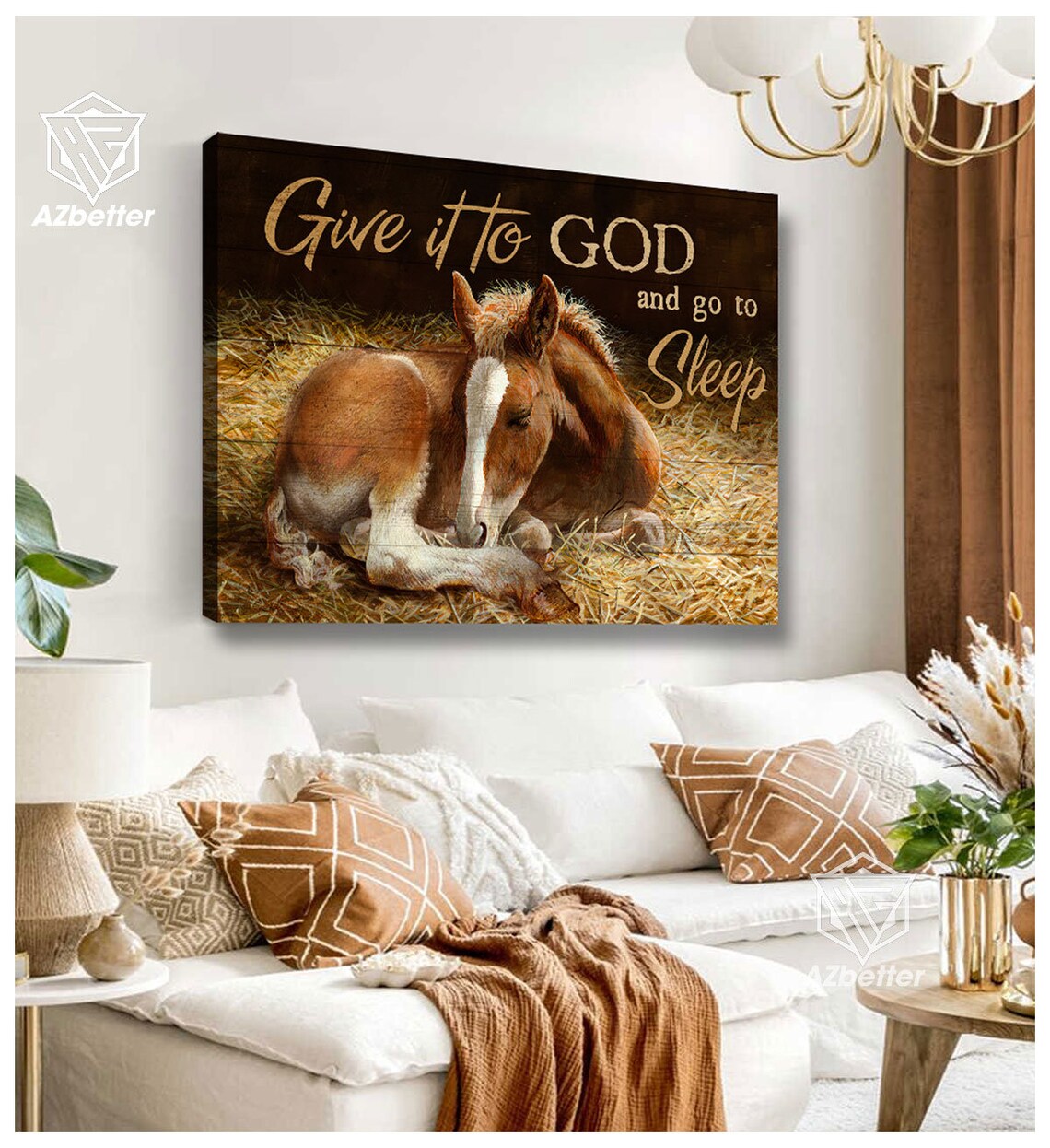 Give It To God And Go To Sleep Foal Hay Farmhouse Rustic Poster - Image 4