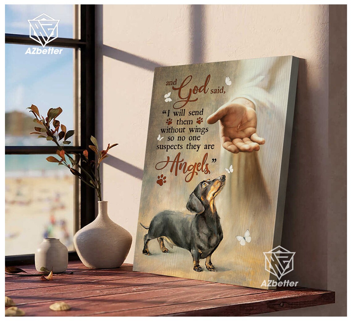 Dachshund Angel Quote God Sends Them Without Wings Christian Poster