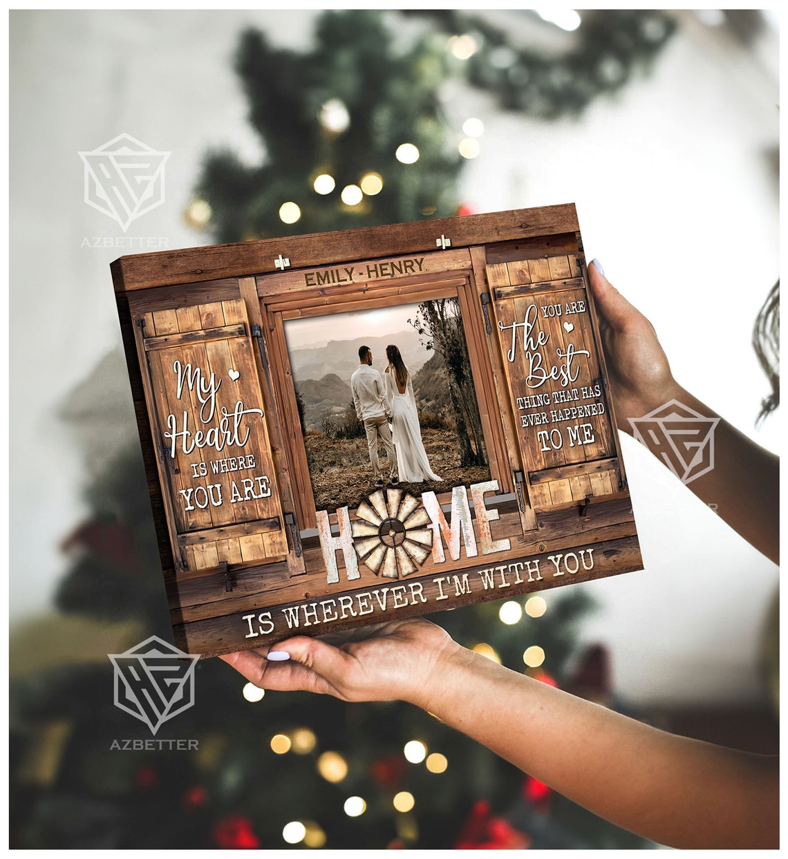 Personalized Home Is Wherever I Am With You Barn Door Couple Poster - Image 2