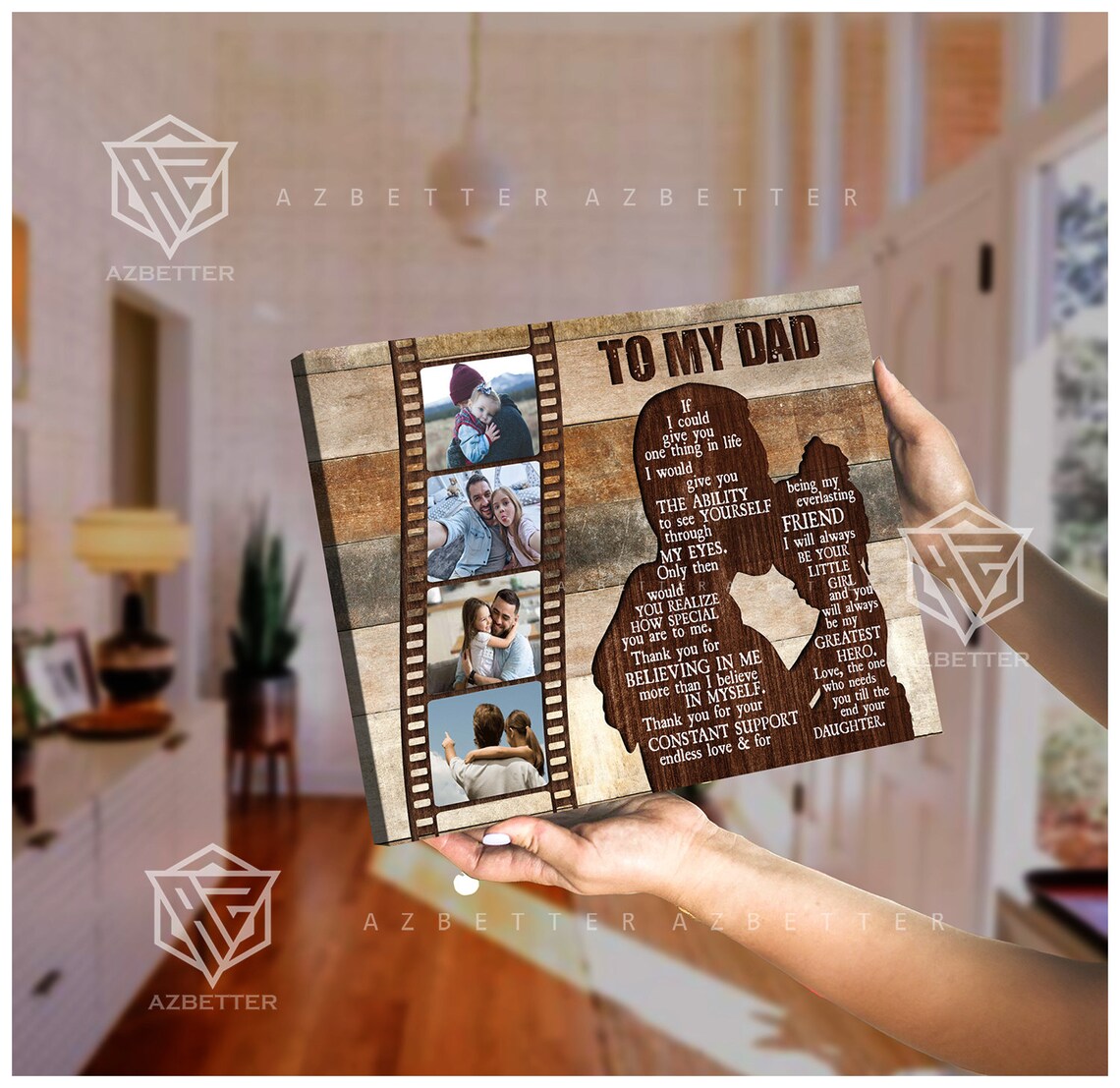 To My Dad Greatest Hero Silhouette Daughter Quote Tribute Photo Poster - Image 5