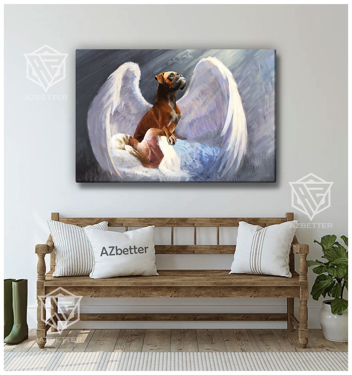 Boxer Guardian Angel Dog Protecting A Sleeping Girl At Night Poster - Image 5