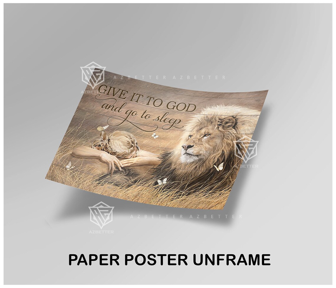 Give It To God And Go To Sleep Girl And Lion Wheat Field Poster - Image 2