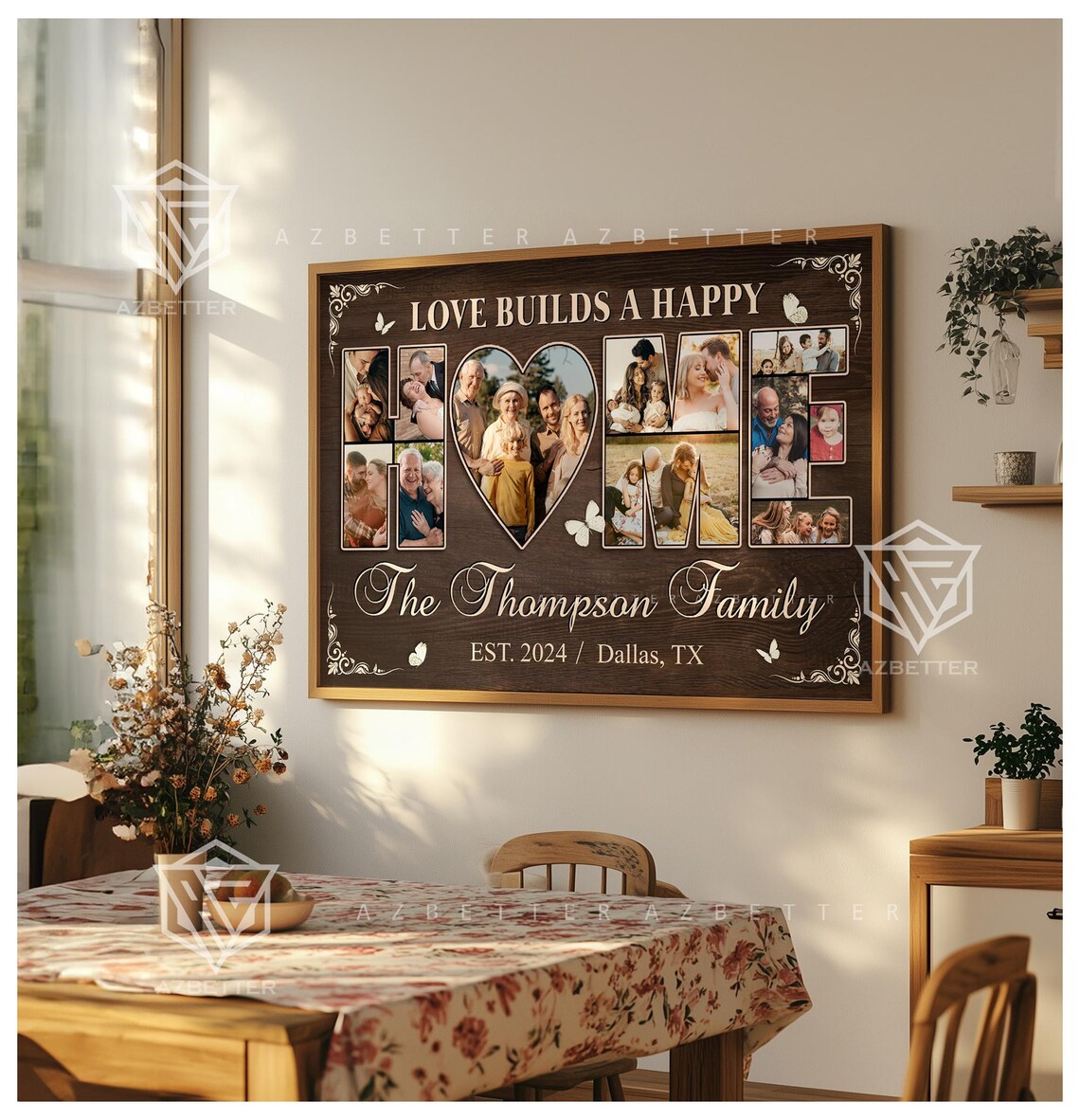 Love Builds a Happy Home Thompson Family Photo Collage Poster