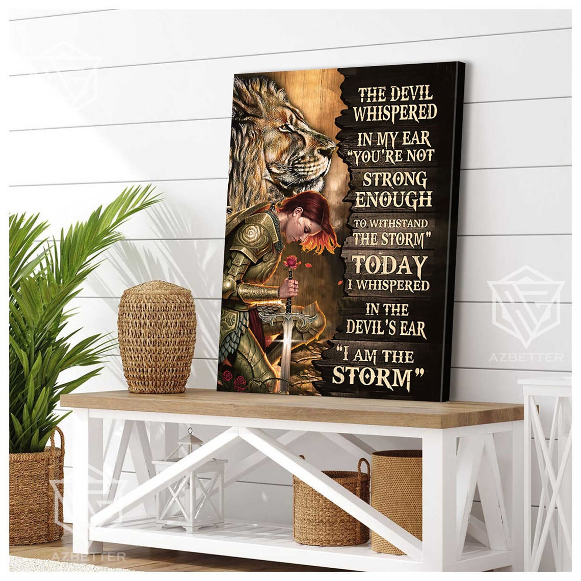 I Am The Storm Female Warrior With Lion Christian Strength Poster - Image 3