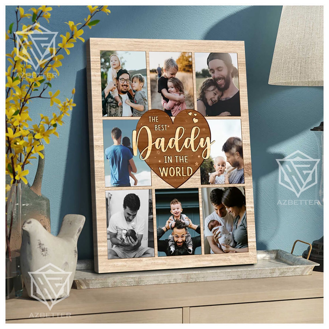 Personalized Best Daddy In The World Heart Photo Collage Gift Poster - Image 5