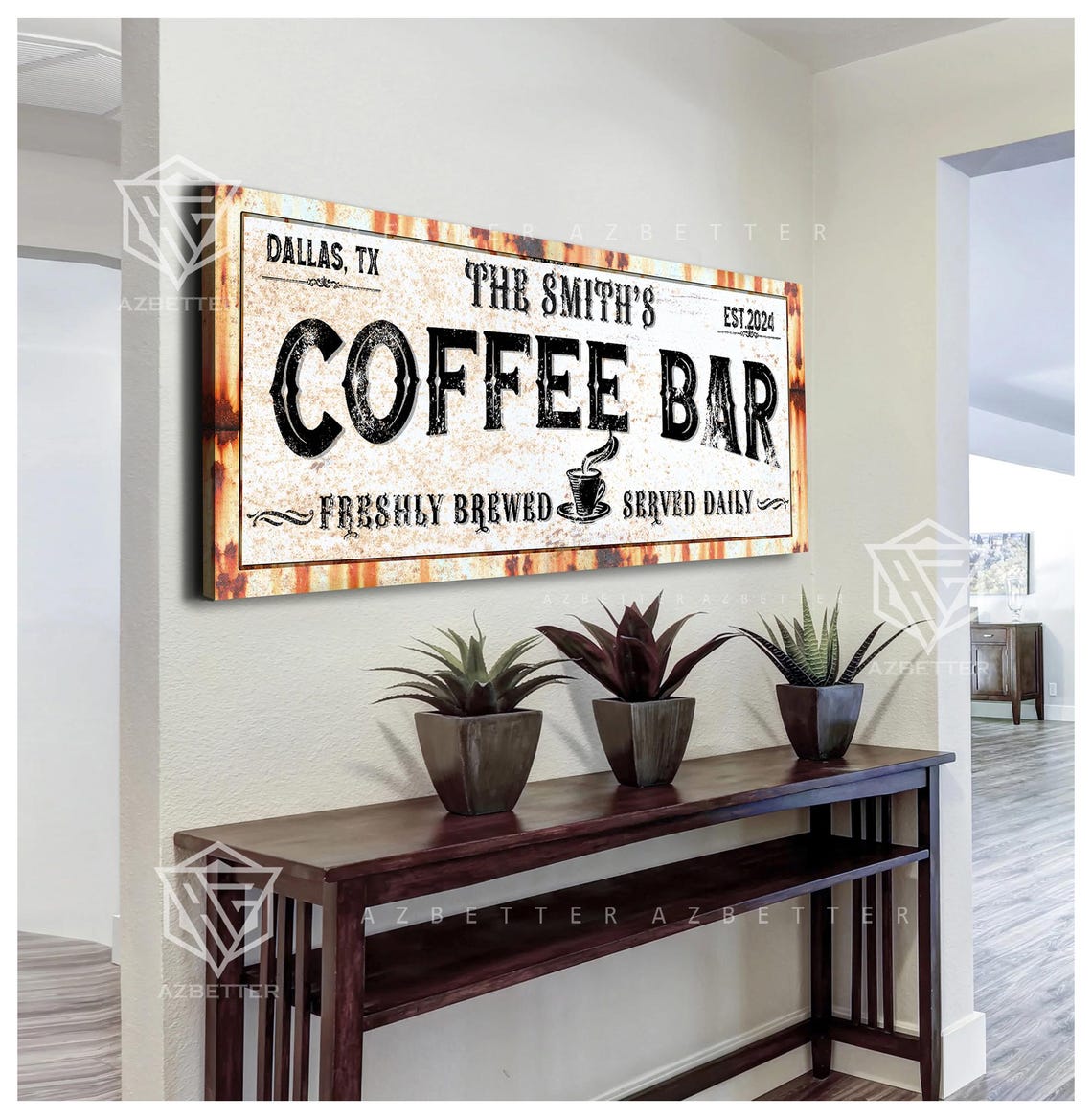 The Smith's Coffee Bar Rustic Metal Dallas TX Kitchen Sign Poster