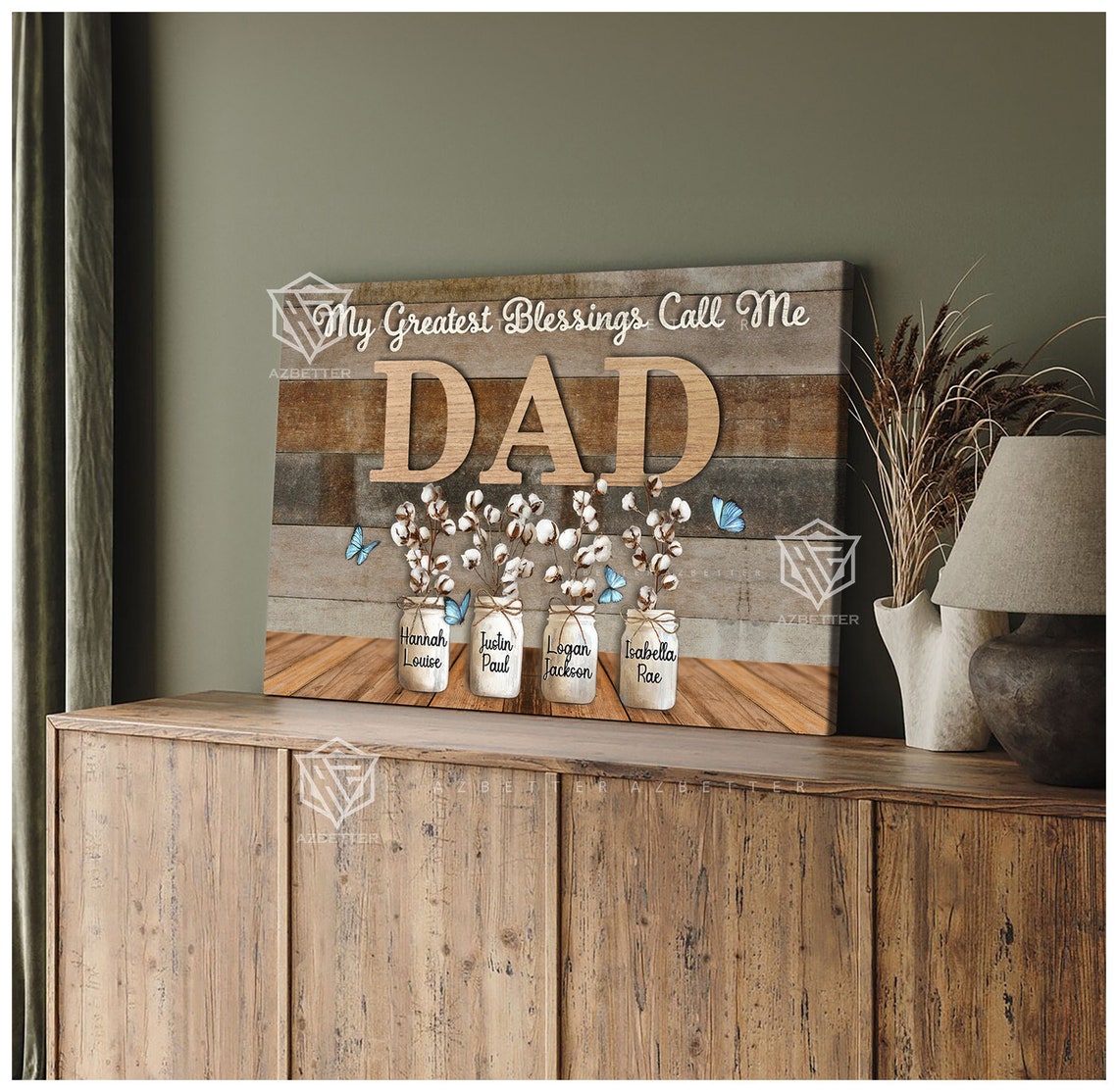 My Greatest Blessings Call Me Dad Cotton Mason Jar Names Gift Poster - Image 5