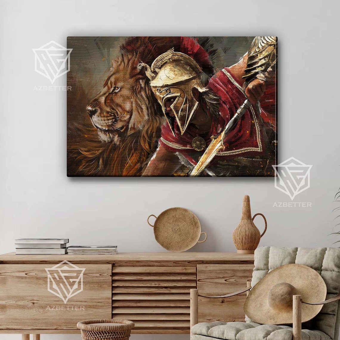 Knight Of The God Prints Lion Of Judad God Wall Art Christian Home Decor Warrior Of God Pictures Lion God Painting - Image 2