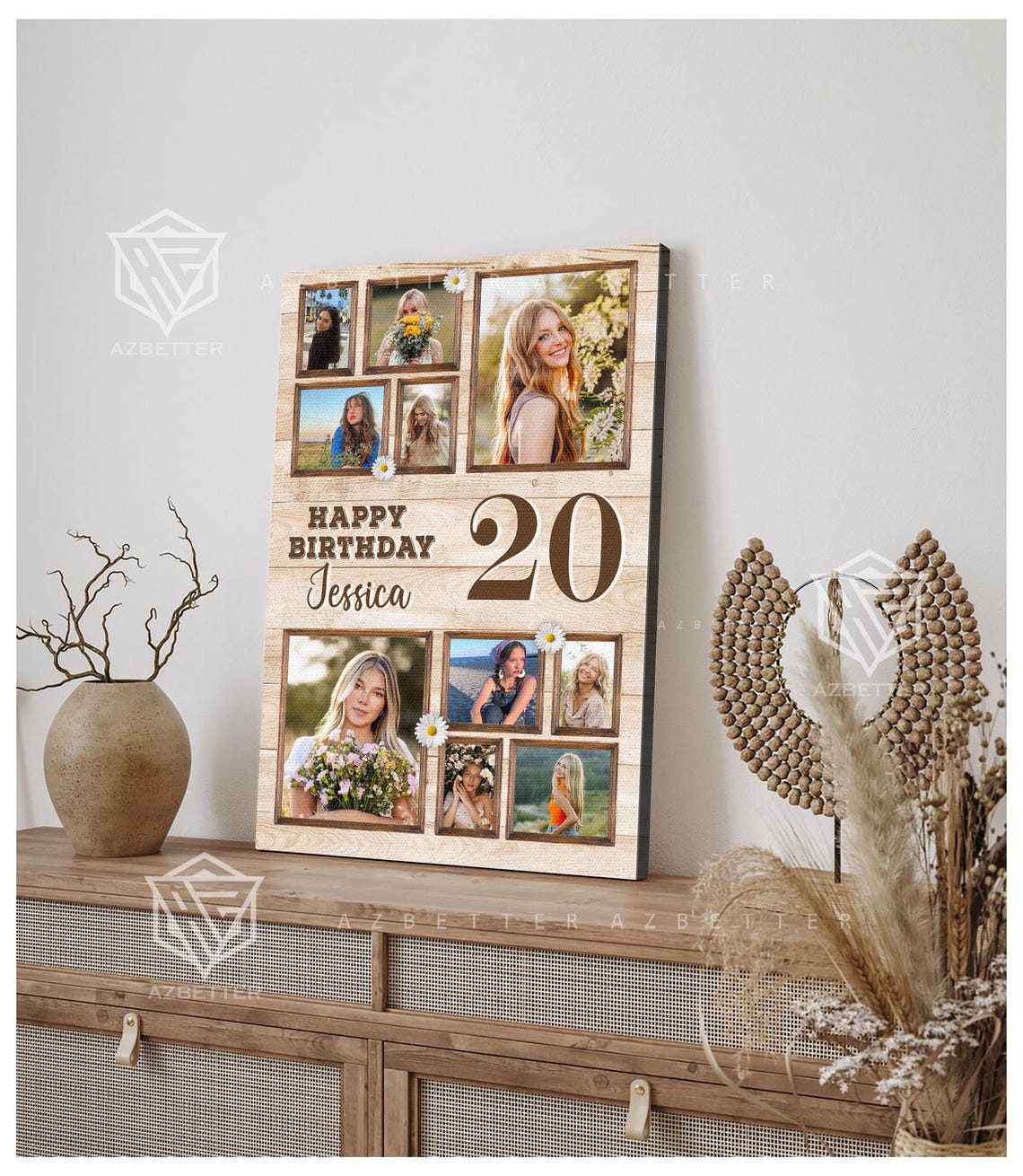 Happy Birthday Photo Collage Personalized Custom Name And Age Gift Unique Birthday Keepsake Wall Art - Image 3