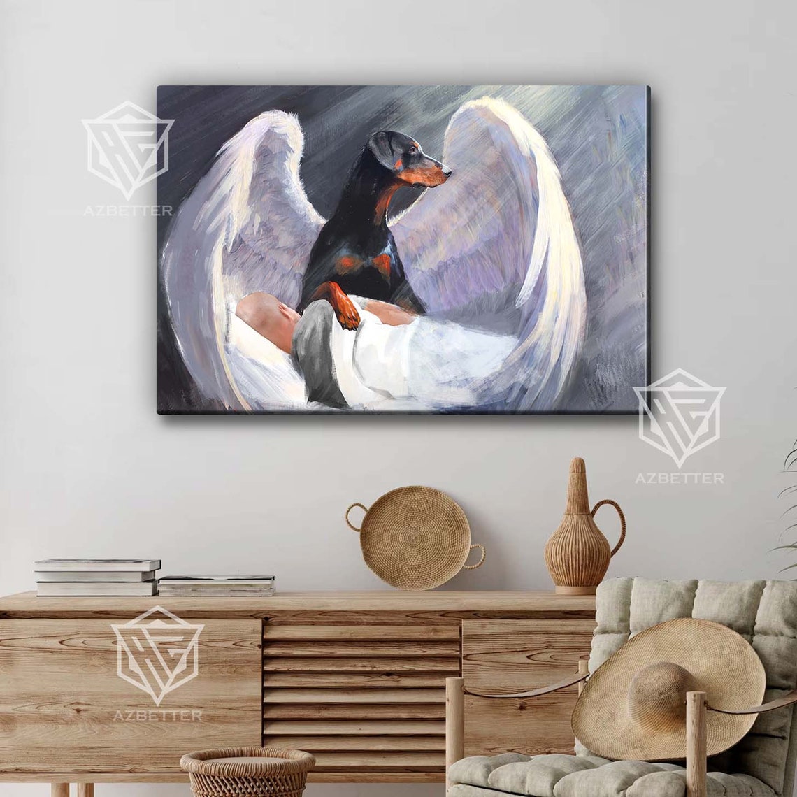 Smiling Pit Bull With Angel Wings Heaven Pet Memorial Poster - Image 4