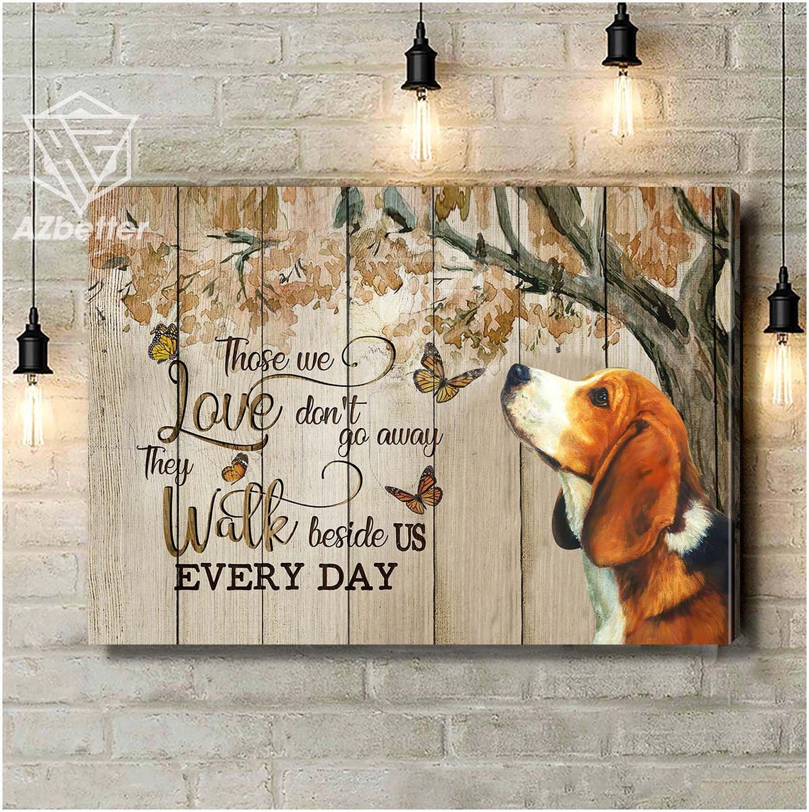 Beagle with Monarch Butterflies Those We Love Memorial Poster