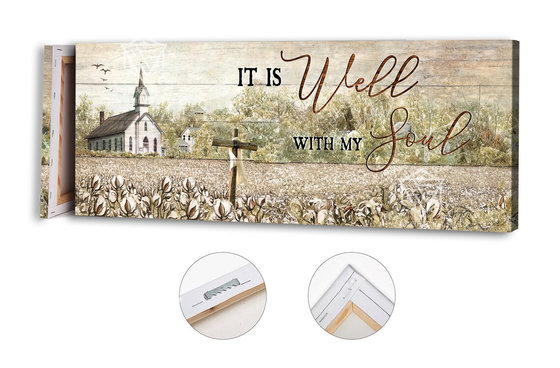 It Is Well With My Soul Country Church Cotton Field Scene Poster - Image 4