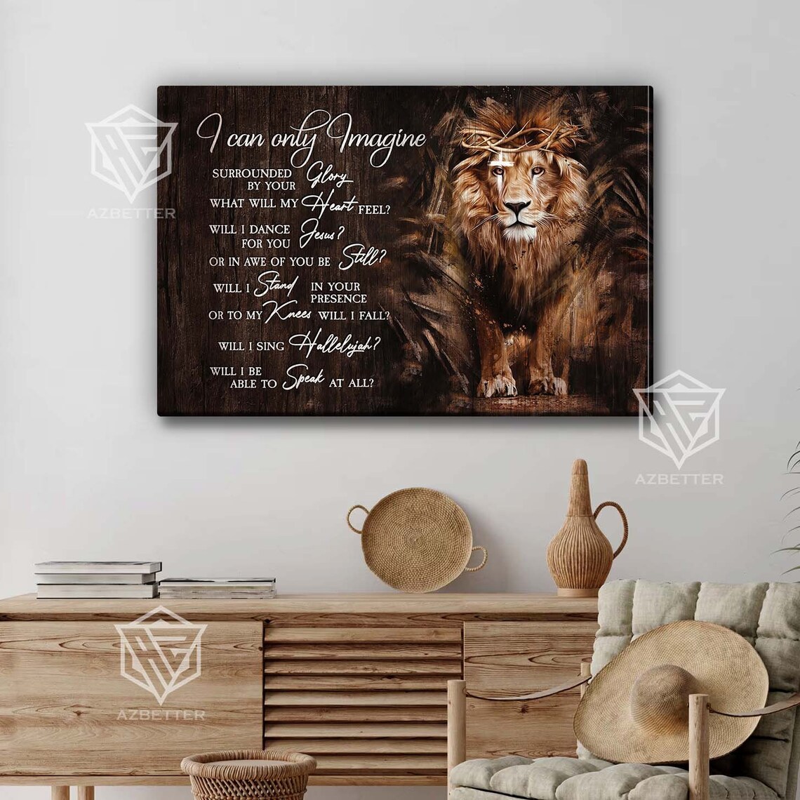 I Can Only Imagine Christian Lion Crown of Thorns Lyric Faith Poster - Image 5