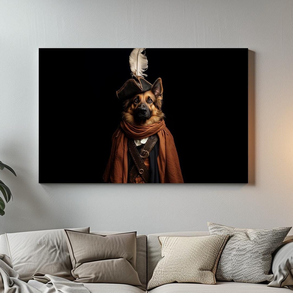 Pirate German Shepherd Maximalist Eclectic Victorian Print Bold Altered Party Portrait Fantasy Fun Colorful Renaissance Rustic Art