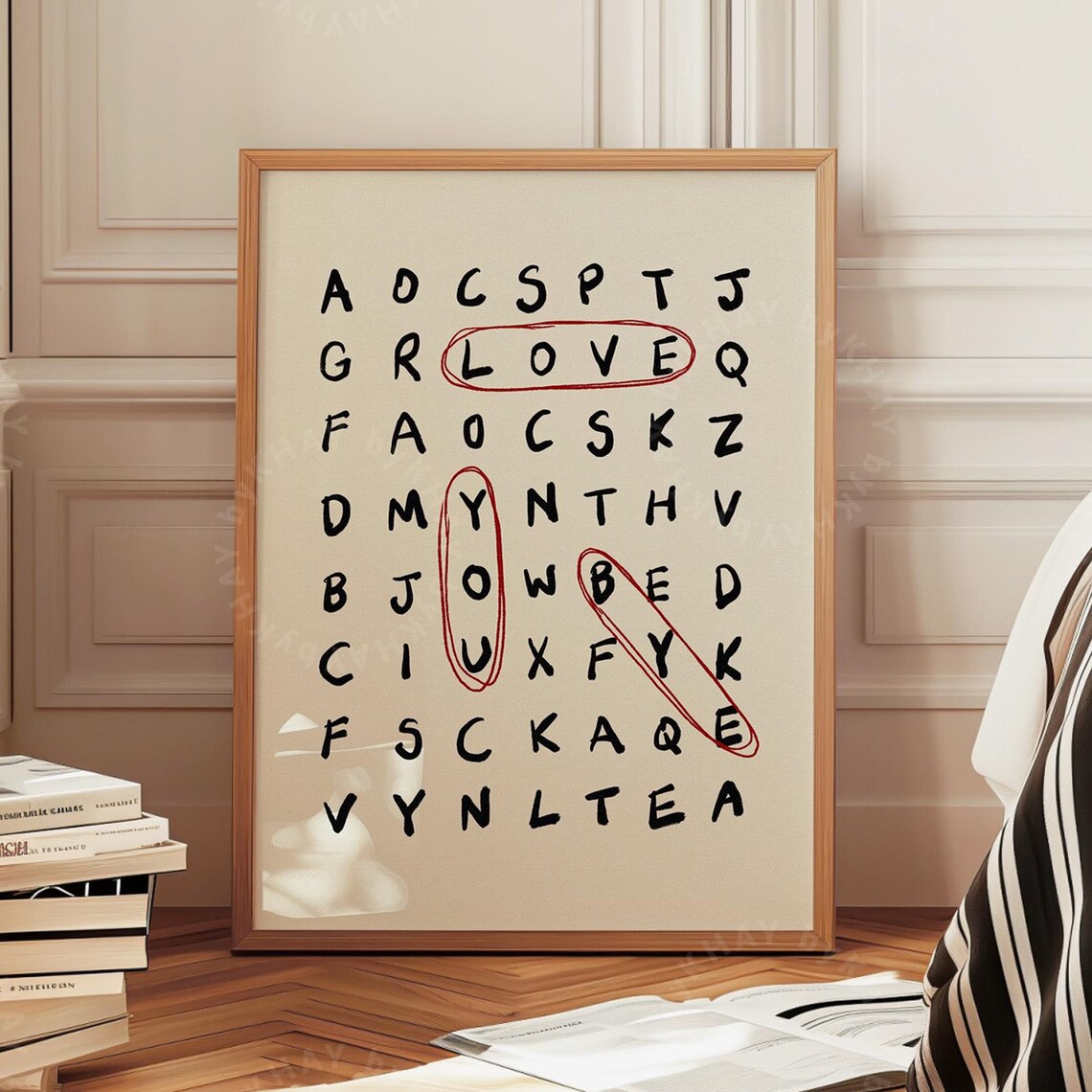 Love You Bye Crossword Hallway Goodbye Sign Poster