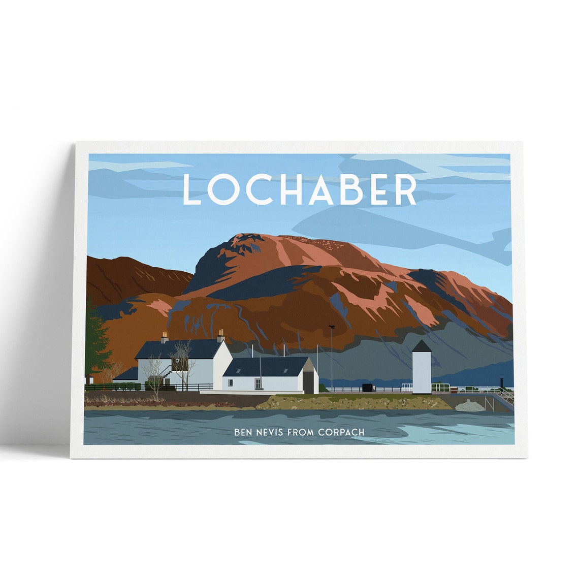Lochaber Ben Nevis From Corpach Travel Poster Scottish Highlands Scene