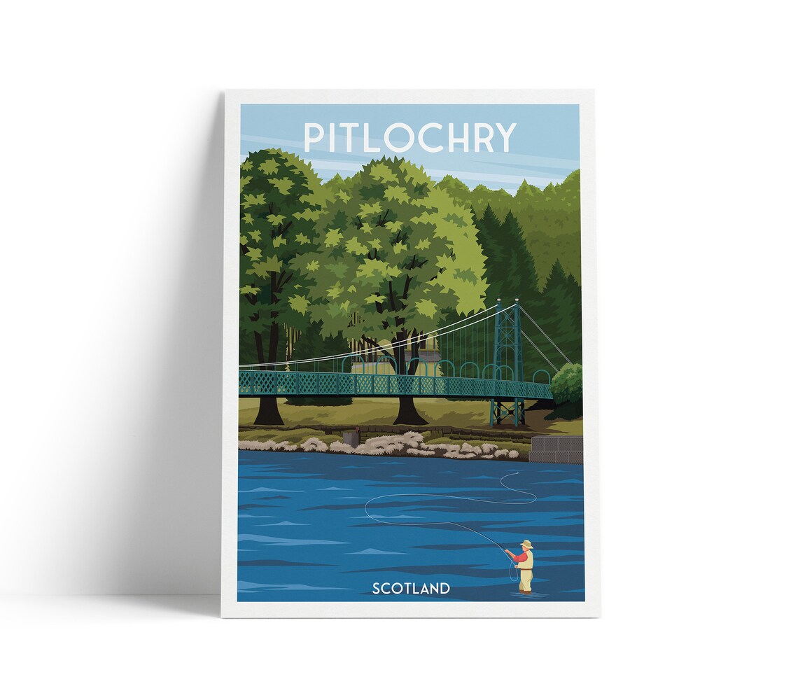 Pitlochry Portnacraig Suspension Bridge Travel Poster