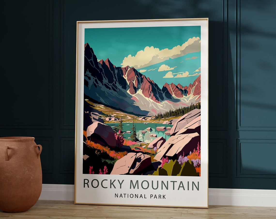 Rocky Mountain Travel Print Rocky Mountain Poster Rocky Mountain Travel Poster Gifts National Park Poster Rocky Mountain Print