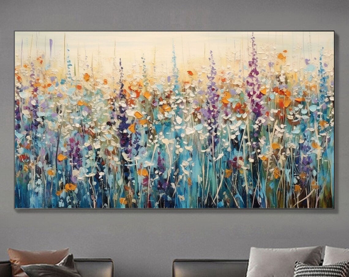 Abstract Flowers Oil Painting, Modern Floral Art