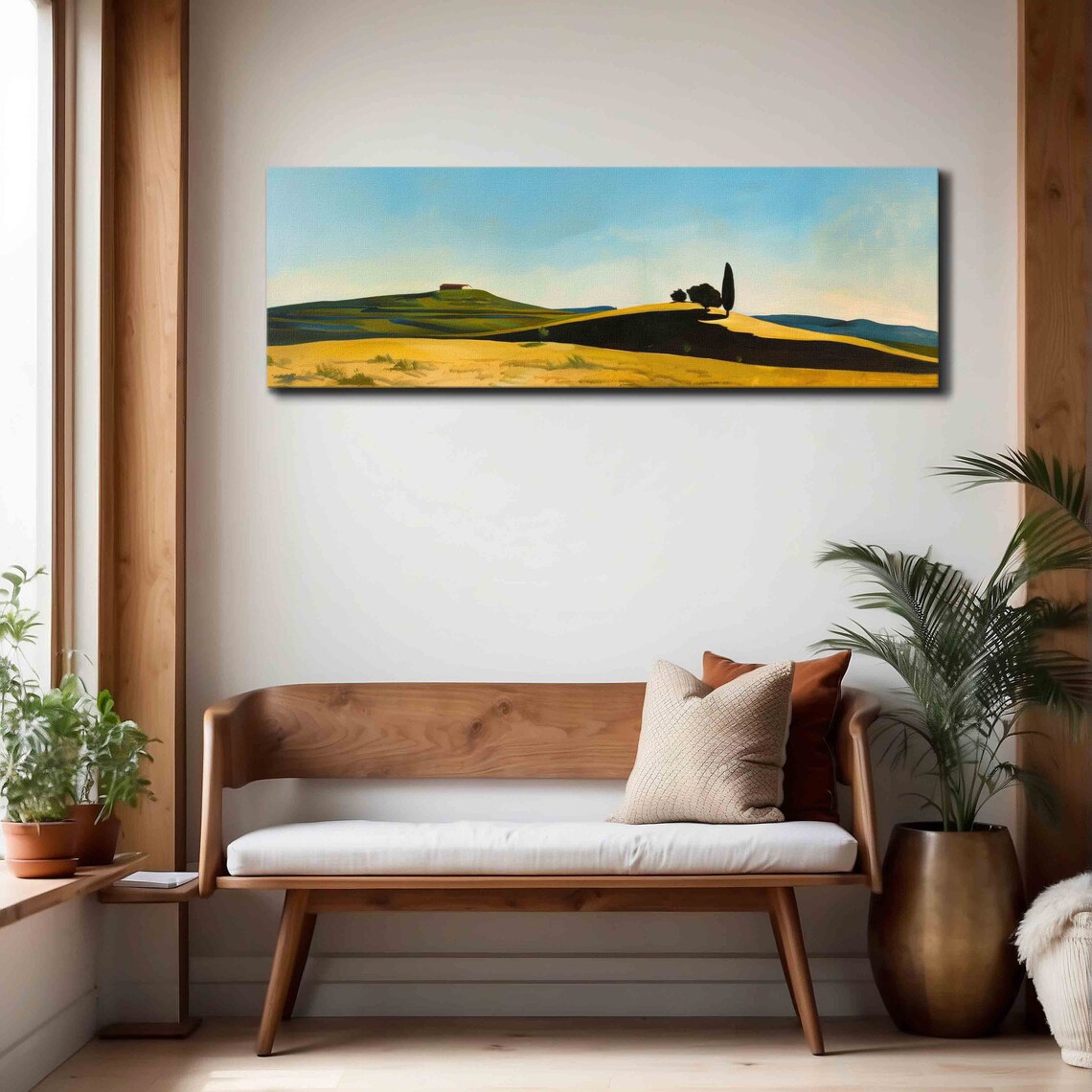 Golden Hills Cypress Trees Farmhouse Soft Blue Sky Tuscany Art Print - Image 4