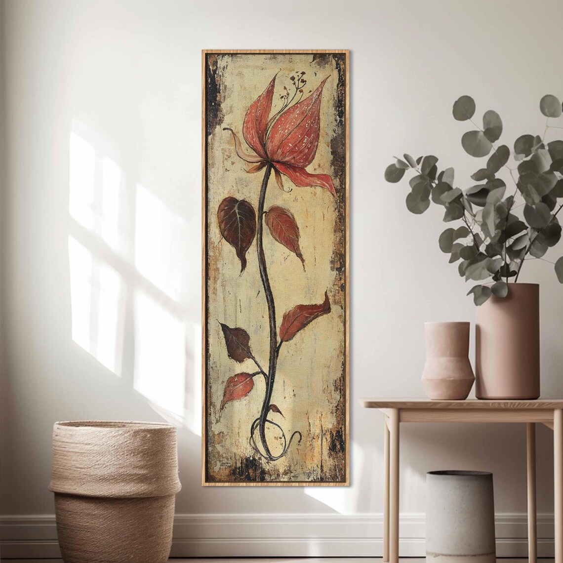 Vintage Botanical Floral Art Print, Tall Vertical