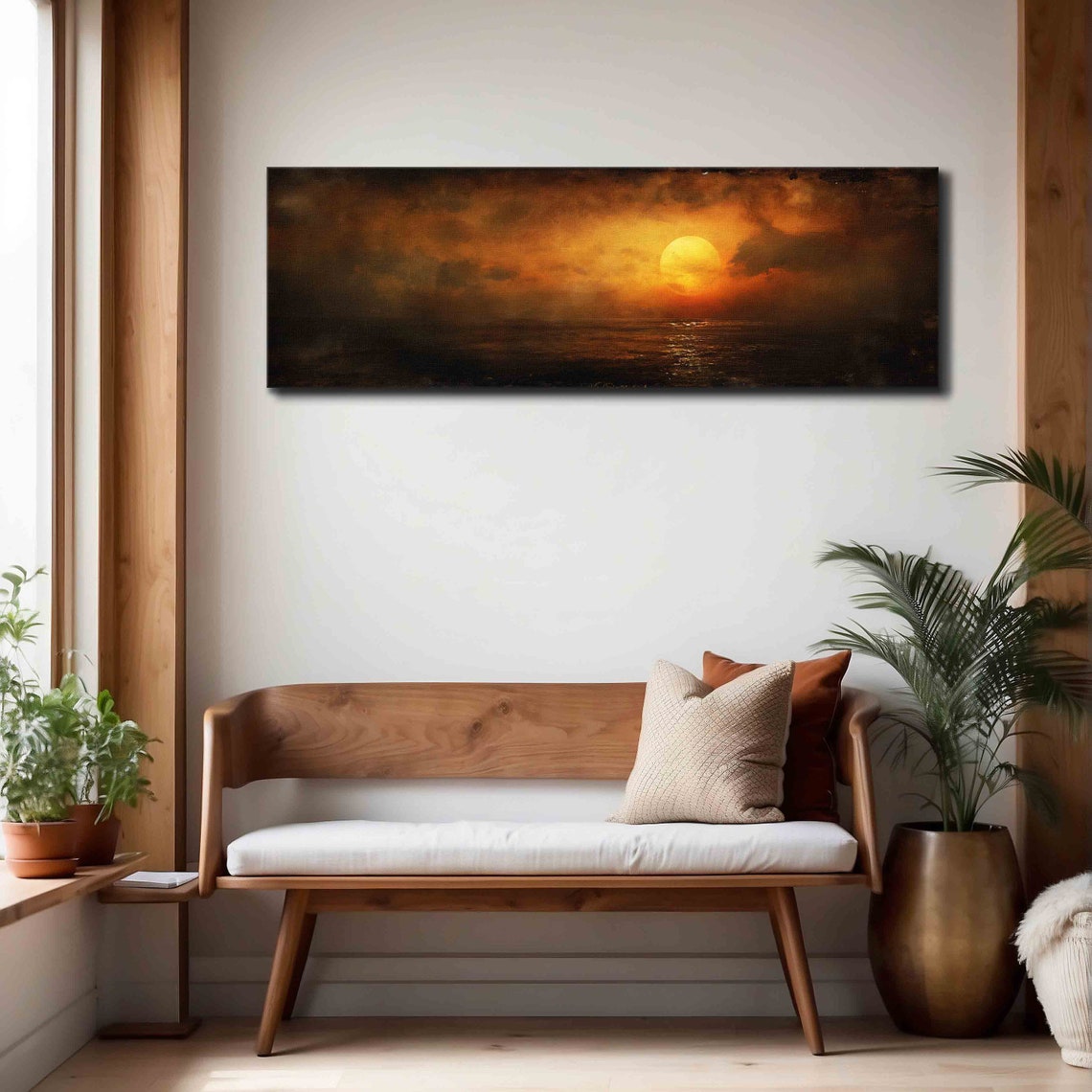 Moody Ocean Sunset Golden Sun Over Dark Clouds Panoramic Travel Poster - Image 3