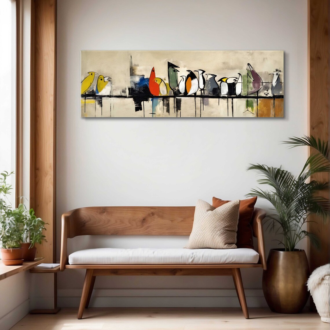 Birds On Wire Abstract Modern Horizontal Art Print - Image 4