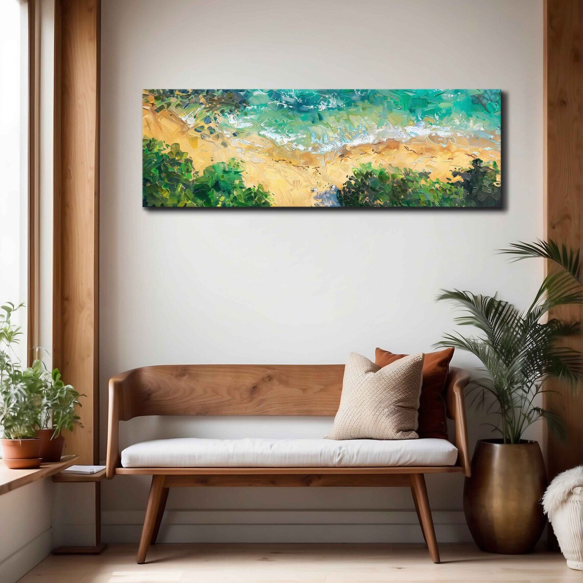 Aerial Beach Turquoise Waves Golden Sand Panoramic Travel Poster - Image 3