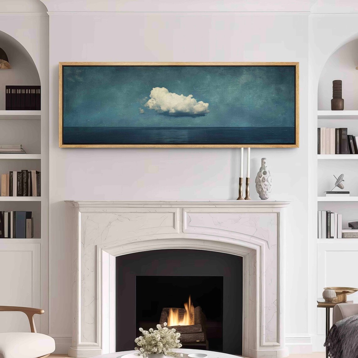 Minimalist Clouds Panorama Art Print, Moody Sky - Image 3