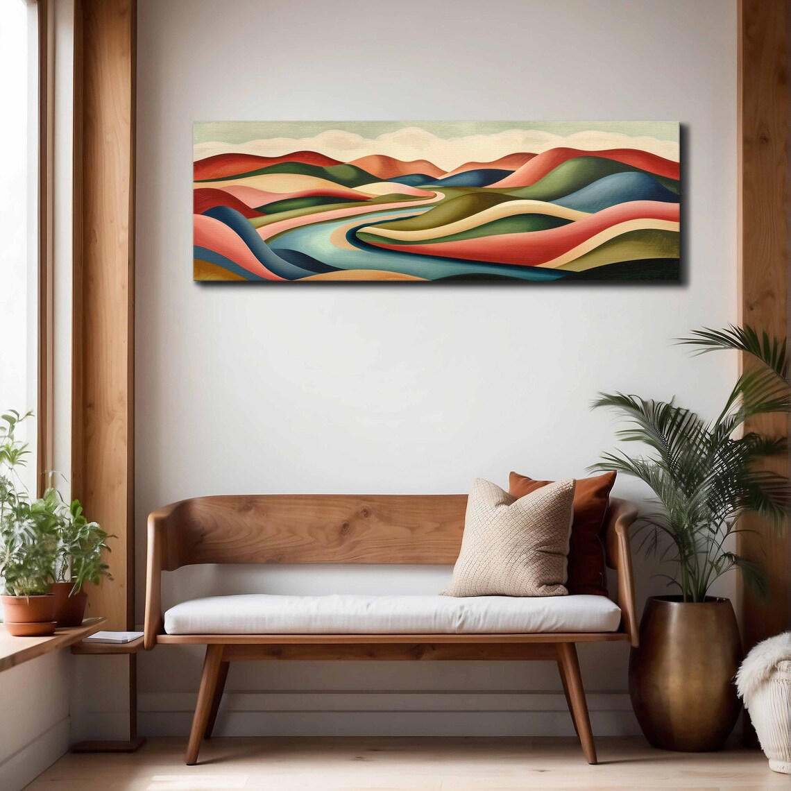 Modern Landscape Minimal Panoramic Art Print, Boho - Image 4