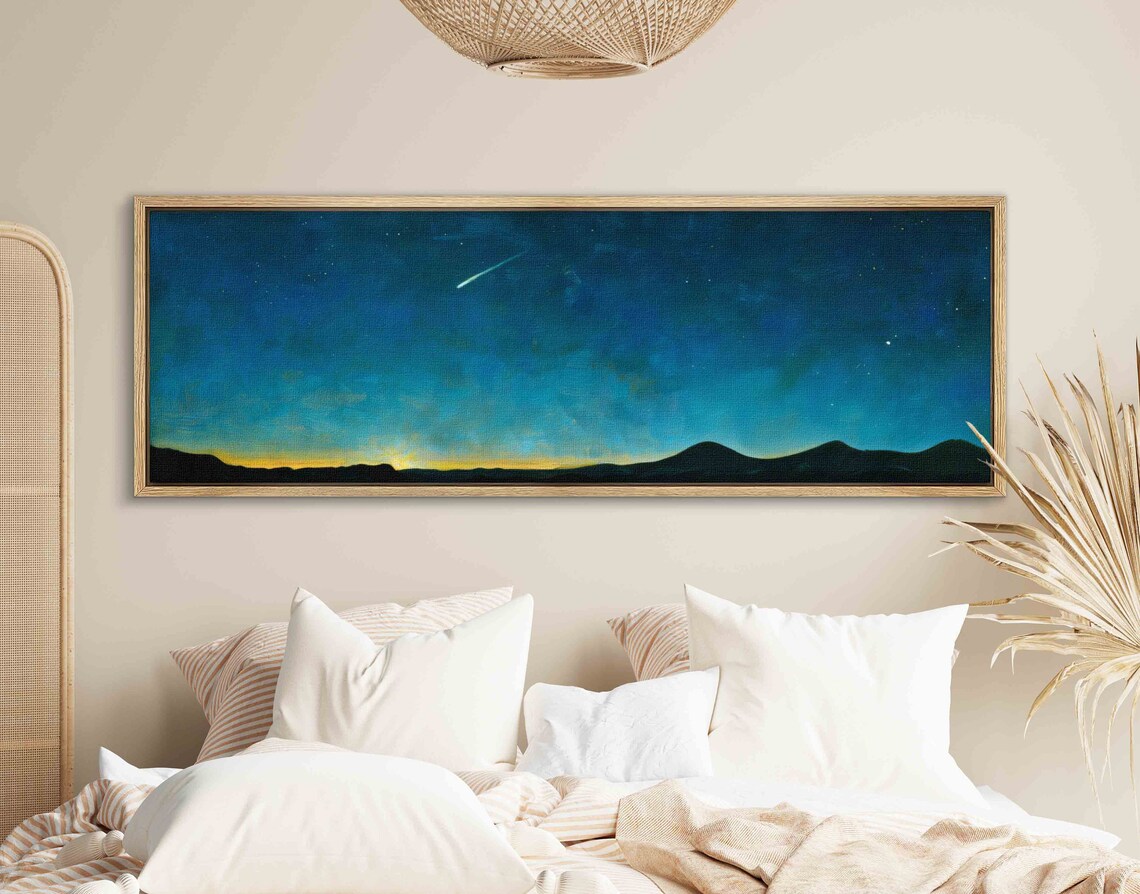 Evening Sky With Comet, Celestial Landscape Art Print - Image 2
