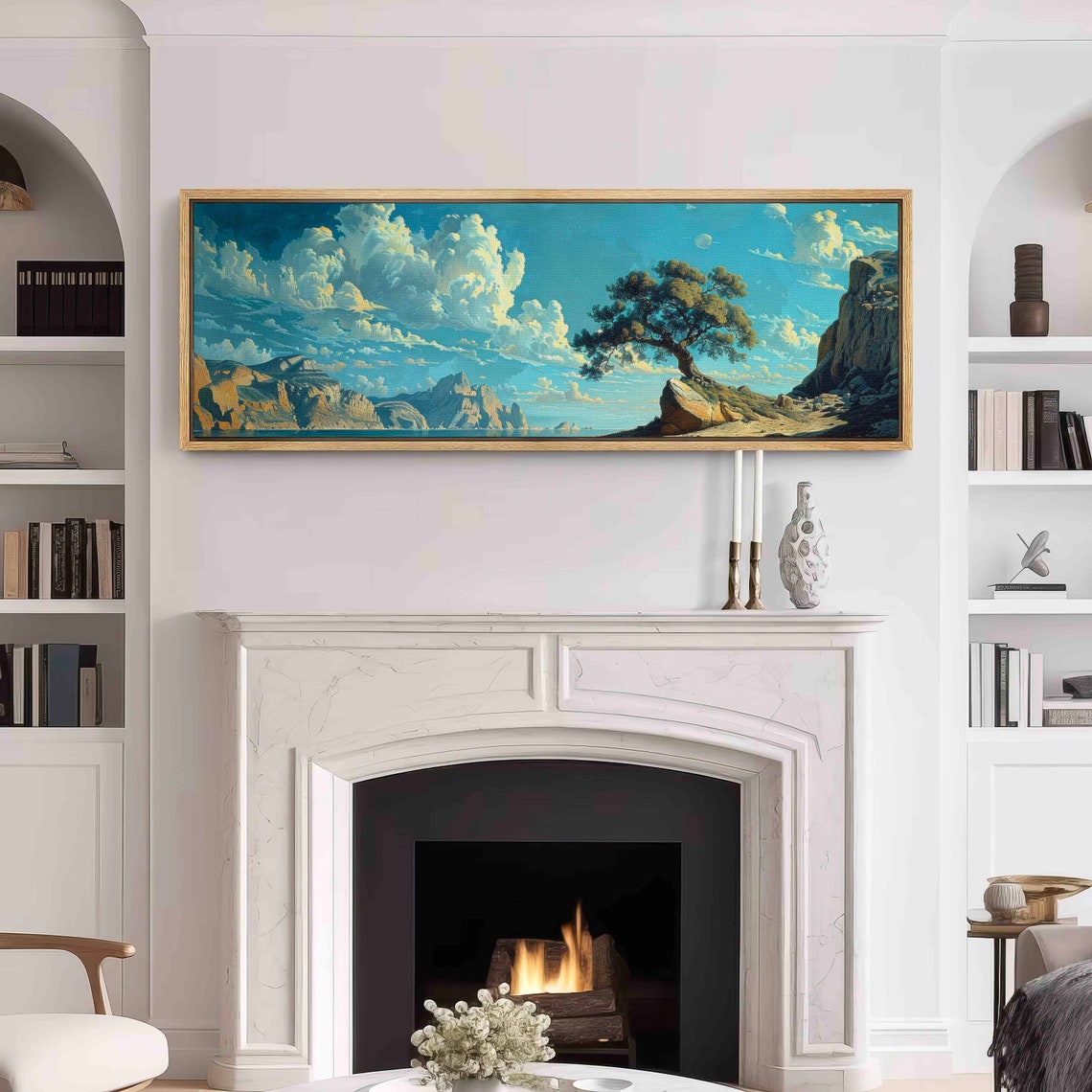 Lone Tree on Rocky Coastal Shore With Dramatic Clouds Travel Poster - Image 3