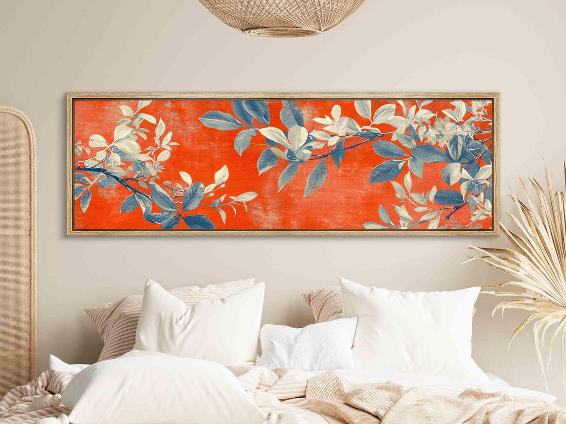 Burnt Orange Botanical Foliage Branches Vintage Floral Wall Art Print - Image 2