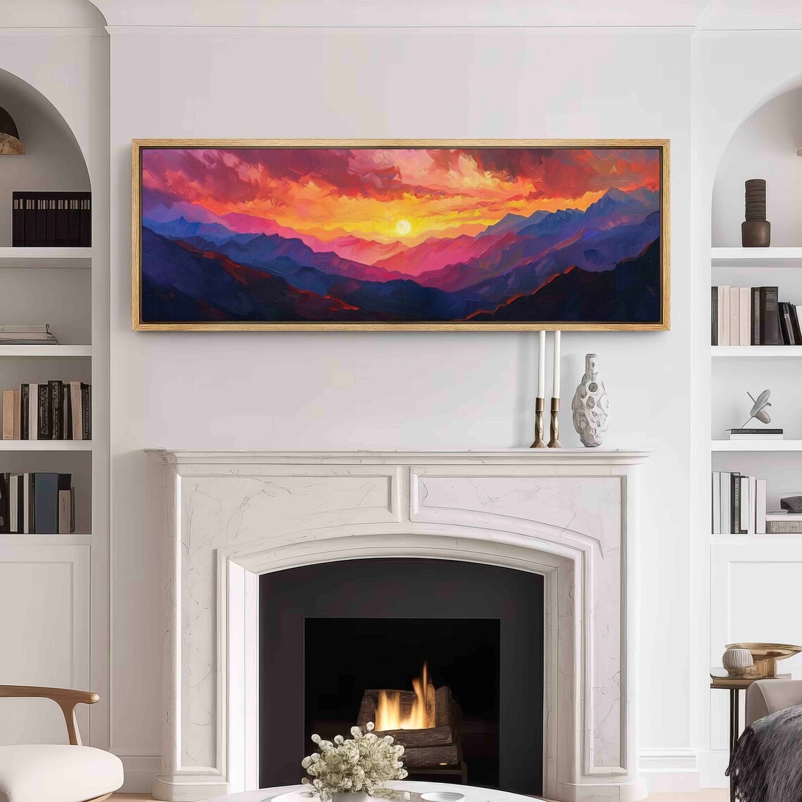 Sunset Over Purple Mountains, Vintage Landscape Art Print - Image 3