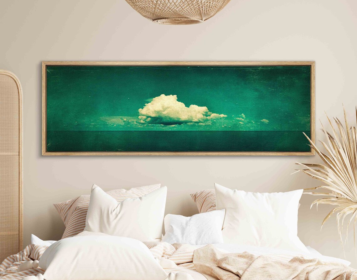 Emerald Green Cloud Minimalist Wall Art Print, Panoramic - Image 2