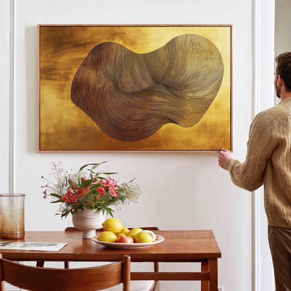 Gold Metallic Abstract Fluid Organic Texture Luxury Art Wall Poster - Image 3
