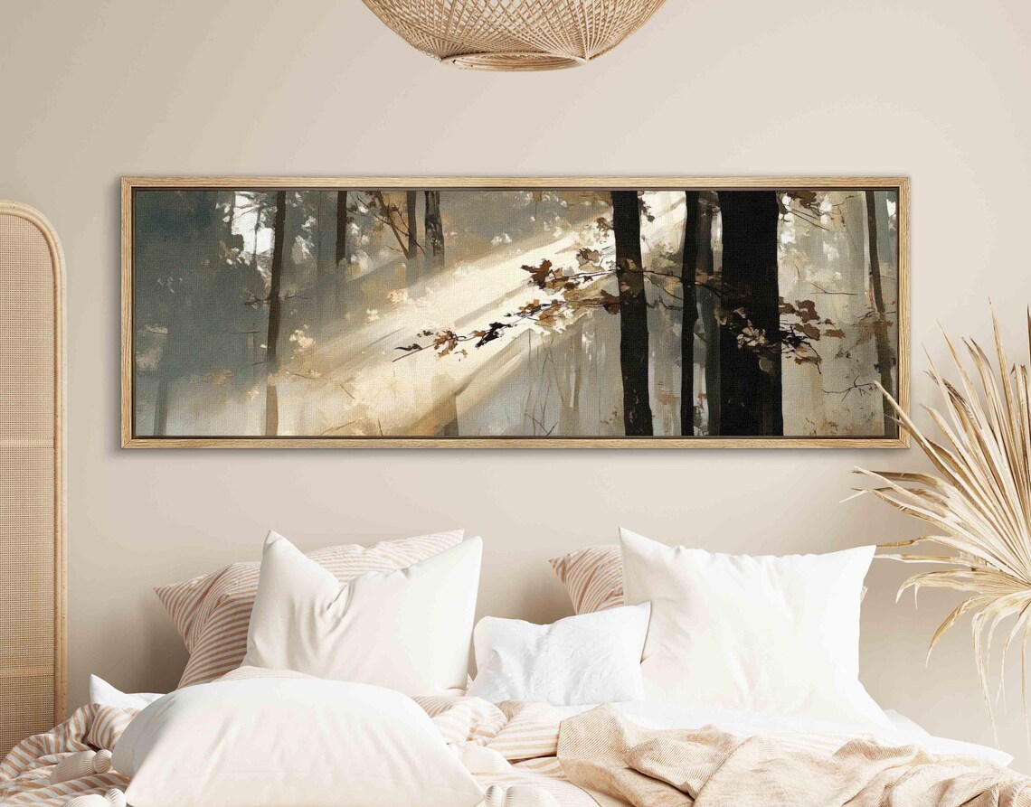 Beams of Light in the Forest, Vintage Nature Print - Image 2