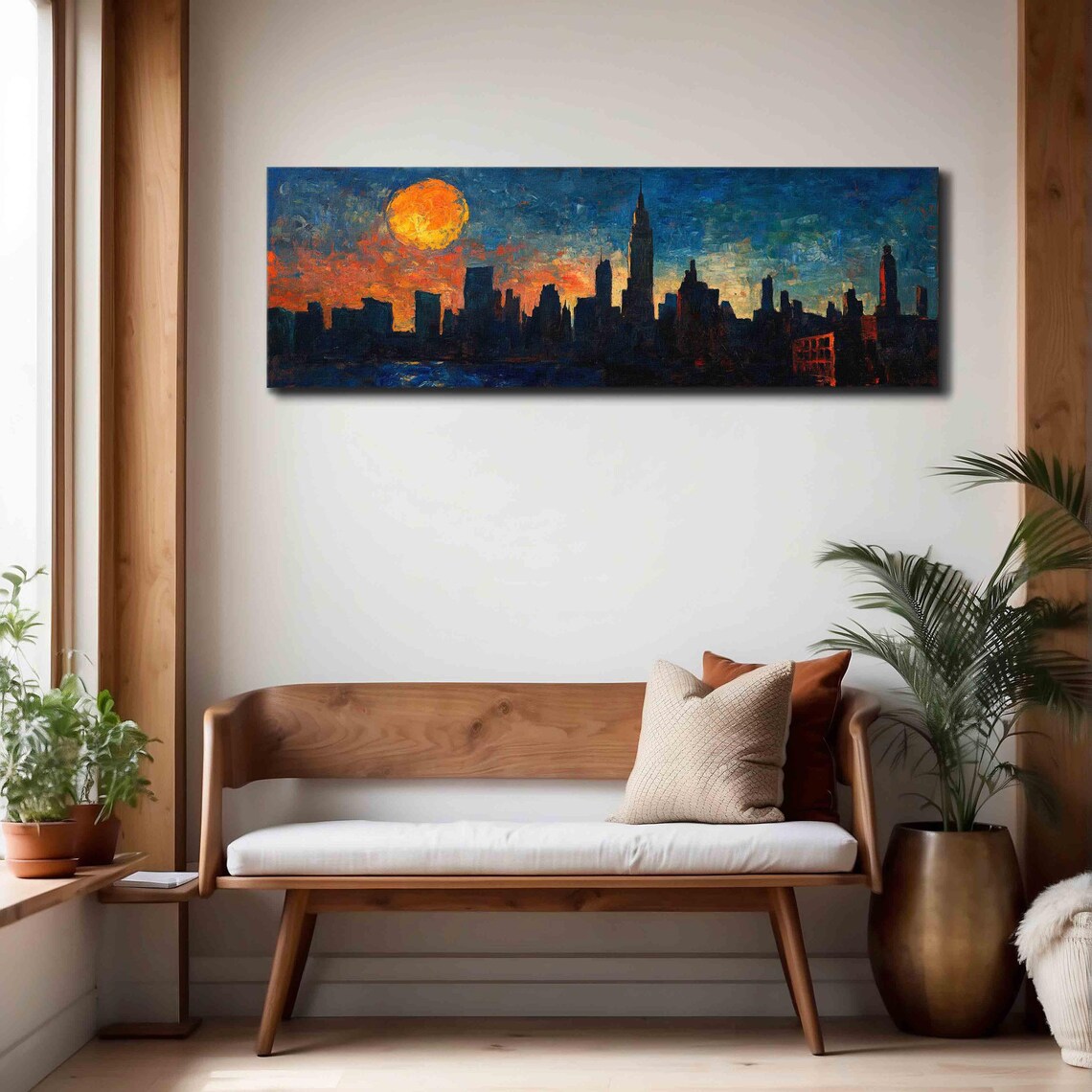 New York City Sunset Silhouette Skyline Orange Sun Travel Poster - Image 4