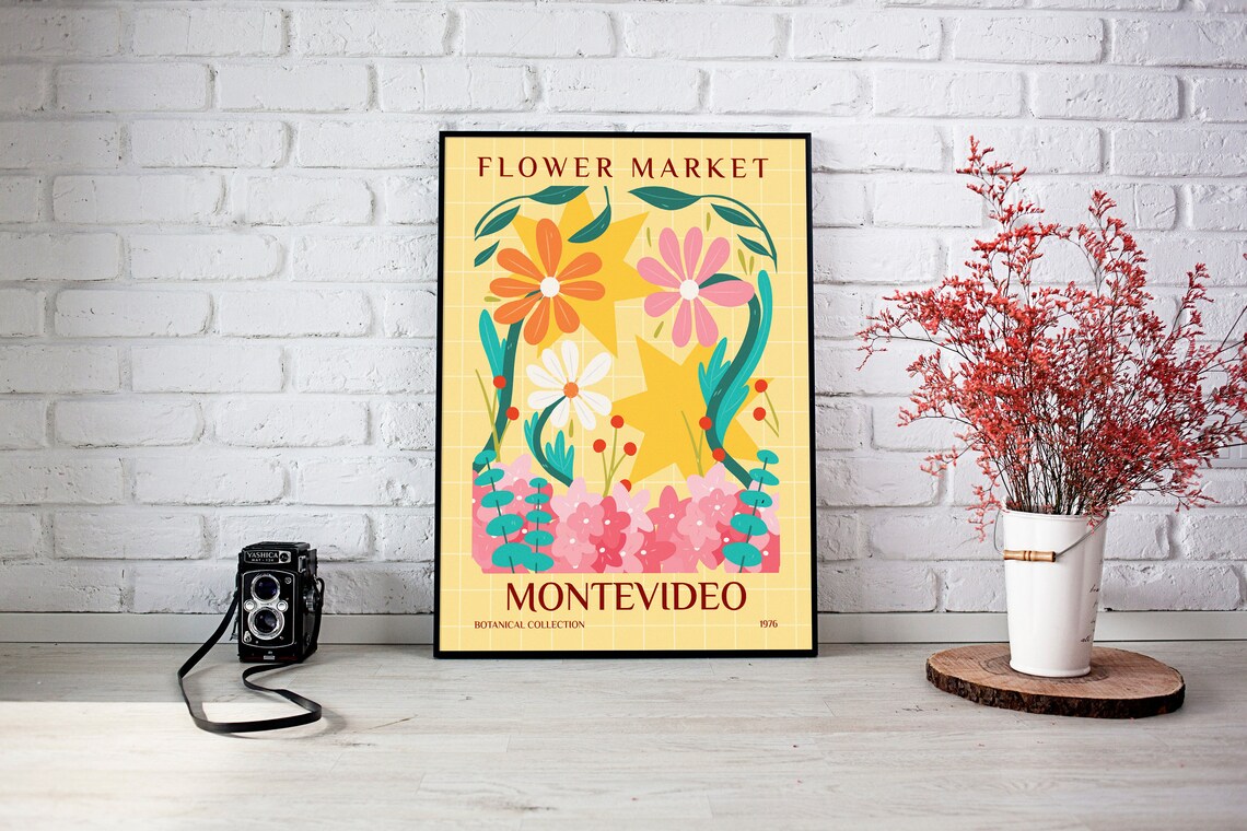 Montevideo Flower Market Botanical Art Print
