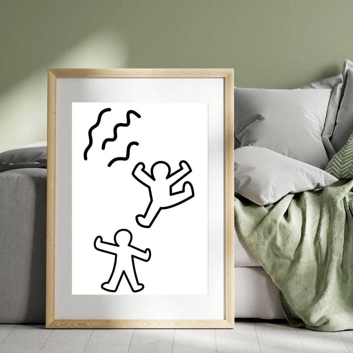Keith Haring Style Black Dancing Figures Energetic Pop Art Poster - Image 3
