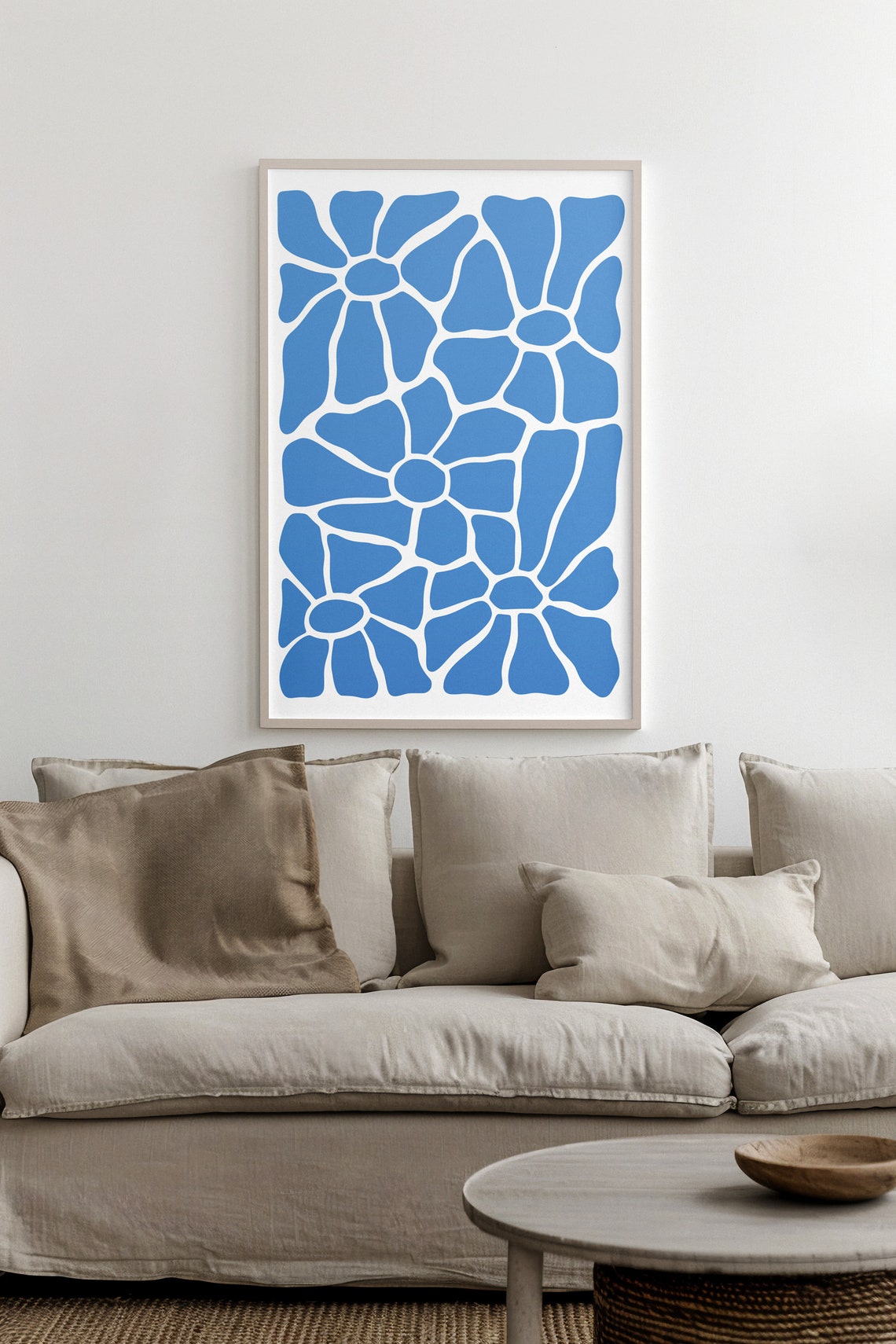 Blue Flower Pattern Matisse Style Minimalist Botanical Poster - Image 2