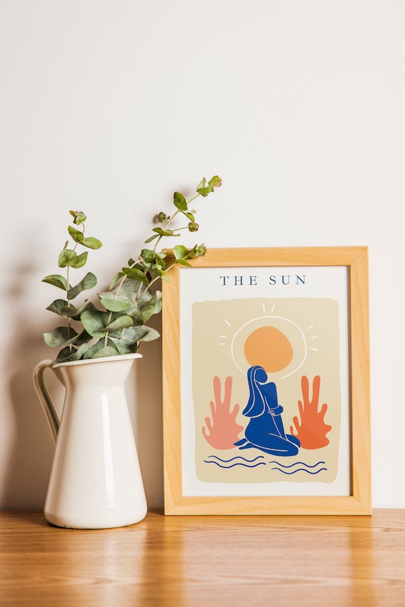 The Sun Matisse Style Blue Woman By The Sea Abstract Art Poster