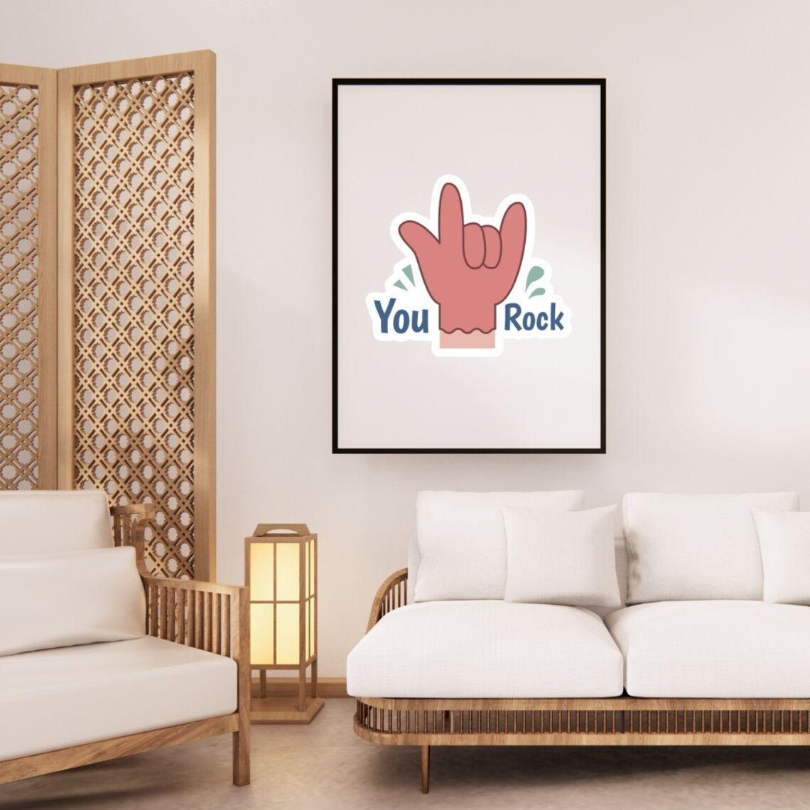 You Rock Hand Gesture Rock On Sticker Quote Poster For Music Fans - Image 2