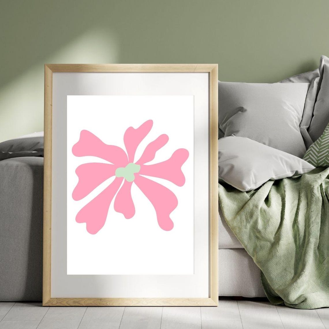 Minimalist Single Pink Matisse Cut Out Flower Elegant Art Poster - Image 2