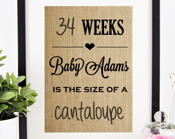 Dry Erase Pregnancy Countdown Pregnancy Announcement Baby Reveal Burlap Print Photo Prop Baby Fruit Size Week By Week Due Date