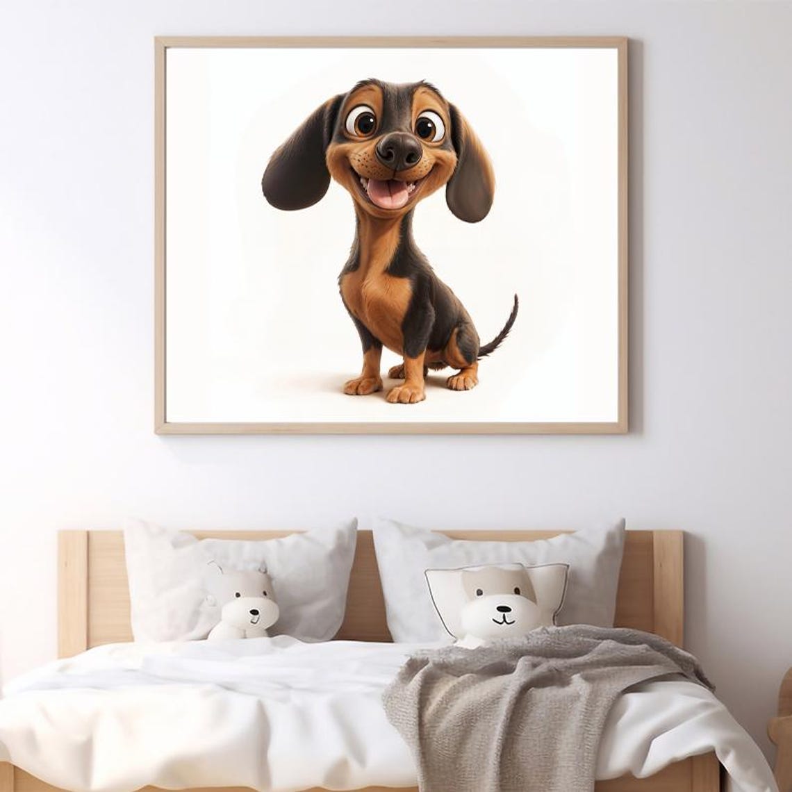 Smiling Dachshund Puppy with Long Floppy Ears Nursery Poster - Image 2