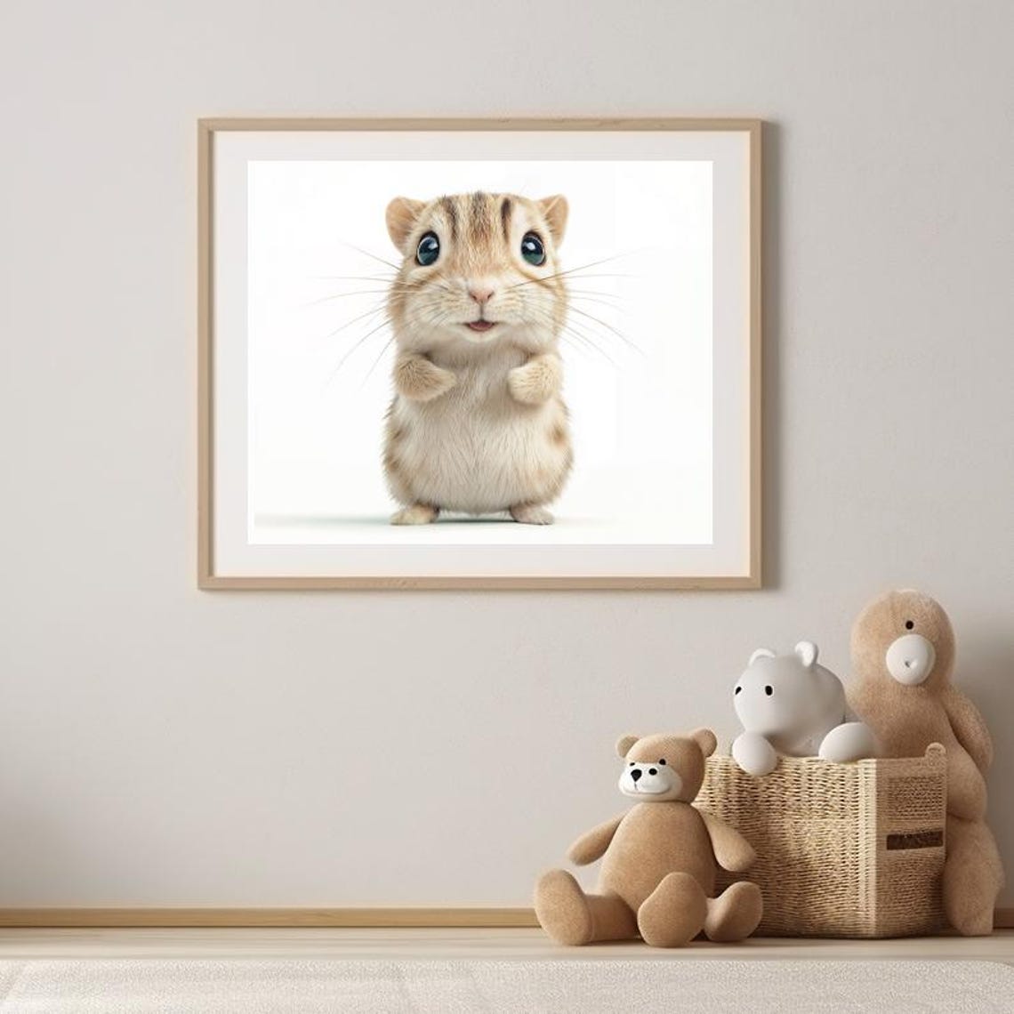 Adorable Baby Gerbil with Big Eyes Cute Kids Nursery Room Poster - Image 3