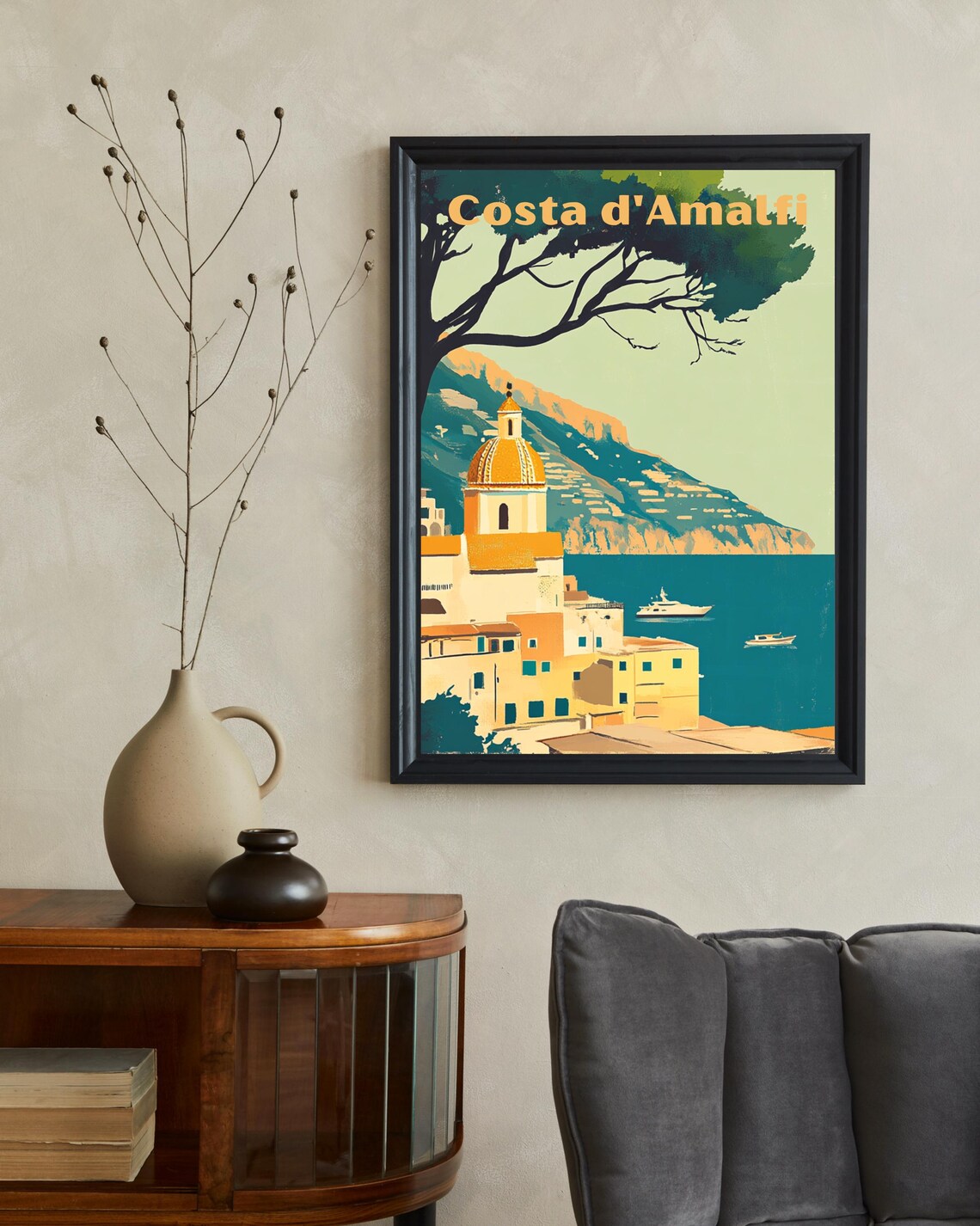 Amalfi Coast Retro Art Print, Vintage Italy Decor - Image 2