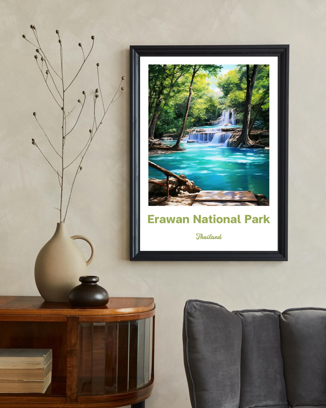 Erawan National Park Travel Poster, Thailand Gift - Image 2
