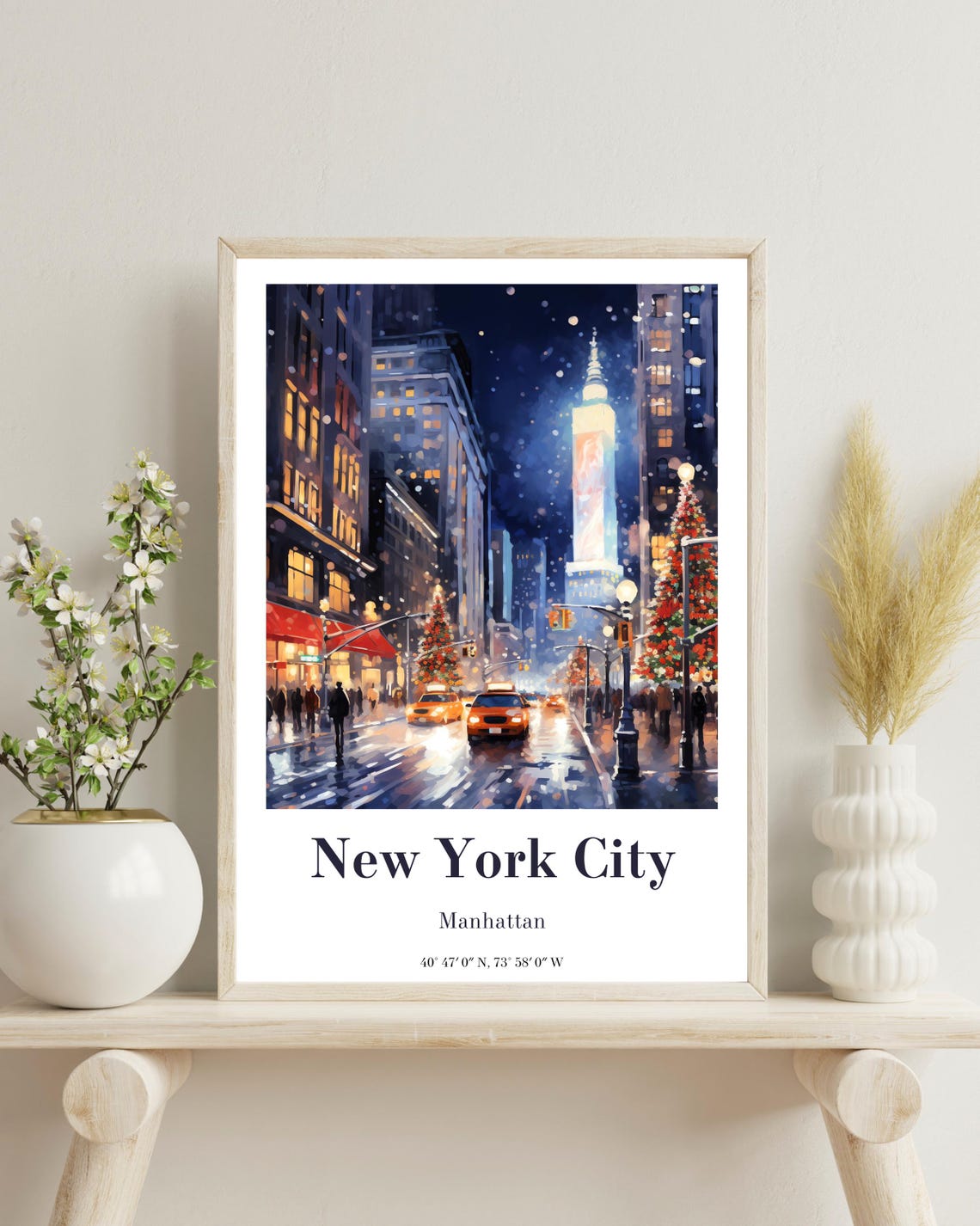 New York City Christmas Travel Poster